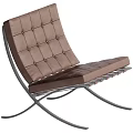 Brown Tufted Leisure Chair With Curved Metal Frame And Comfortable Design