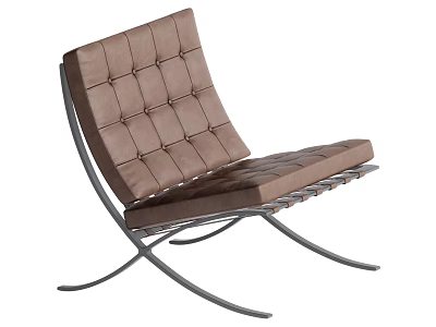 Brown Tufted Leisure Chair With Curved Metal Frame And Comfortable Design 3d model