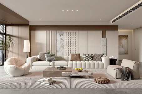 Home Living Room Living Room Simple Living Room Coffee Table Set Sofa Background Wall Floor Lamp Minimalist Living Room 3d model