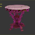 Classic Marble Tabletop With Intricate Carved Wooden Base And Vintage Design