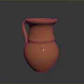 Handcrafted Orange Textured Earthenware Jug With Handle For Daily Home Use 3d model