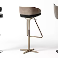 Modern Bar Stools With Various Designs Upholstered Seats And Adjustable Heights 3d model