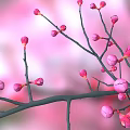 Beautiful Tree With Pink Flower Buds On Delicate Branches In Spring 3d model