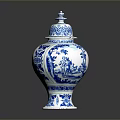 Blue And White Carved Sculpture Vase With Intricate Patterns And Lid