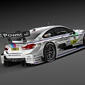 BMW DTM Racing Car With White Body Aerodynamic Design And Sponsor Logos