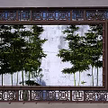 Chinese-style Flower Window Garden Flower Window Hollow Flower Window Bamboo Window Frame Scene Medium-style Flower Window Leaky Scene Hollow Carved Window 3d model