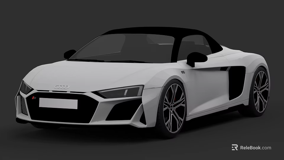 White Audi Convertible Sports Car With Black Soft Top And Sleek Exterior Design 3d model 