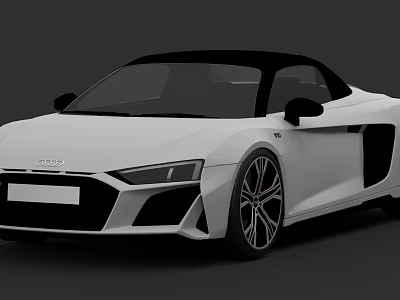 White Audi Convertible Sports Car With Black Soft Top And Sleek Exterior Design 3d model