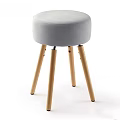 Modern Stylish Stool With Gray Padded Seat And Light Wooden Legs Design