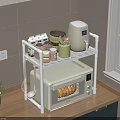 Kitchen Shelf with Microwave Storage and Spices Holder in Modern Kitchen Counter