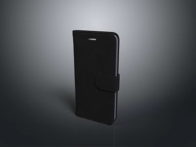 Black Leather Flip Phone Case with Protective Strap Design for Daily Use 3d model