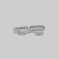 Modern Curved Three Seater Sofa with Gray Velvet Upholstery Ottoman and Pillows