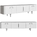 Contemporary TV Stand With Metal Legs Glass Shelves And Storage Cabinets