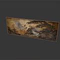 Traditional Chinese Carved Panel With Crane Pine Trees And Landscape