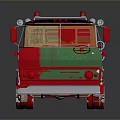 Vibrant Red Fire Truck Model With Ladder Hose And Green Accents