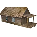 Rustic Wooden House Exterior With Wooden Roof Walls Porch Columns And Windows