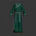 Elegant Green Traditional Robe With Embroidered Cuffs Decorative Belt And Long Sleeve Design