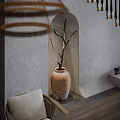 Cozy Living Dining Area With Curved Sofa Coffee Table Ceiling Fan And Art Painting