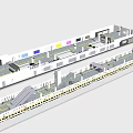 Modern Railway Station Layout With Platforms Tracks Escalators And Waiting Areas