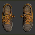 Casual Shoes With Brown Upper Orange Laces And White Rubber Soles