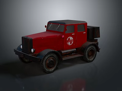 Vintage Red Truck With 3D Rendered Classic Design And White Exterior Logo 3d model