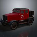 Vintage Red Truck With 3D Rendered Classic Design And White Exterior Logo