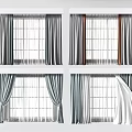 Curtains For Window Gray Sheer And Solid Panels Various Home Decor Styles 3d model