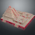 Stepped Pyramid Architectural Structure With Stone Terraces Staircases And Red Edge Accents