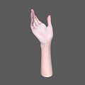 Two Human Hands With Black Nail Polish And Natural Skin On Gray Background