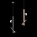 Modern Pendant Lights With Metallic Rods Spherical Accents And Illuminated Glow