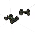 Green Toy Off Road Cars With Large Wheels And Detailed Model Design