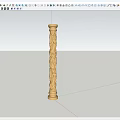 Intricate Stone Carved Column Sculpture With Classical Patterns And Cloudy Sky