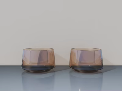 Stylish Dining Table With Two Brown Glass Cups On Gray Surface 3d model