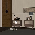 Modern Bedroom Nightstands With Wooden Frame Table Lamp Photo Frame And Vase Decor