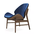 Modern Leisure Chair With Orange Cushion And Black Wooden Frame