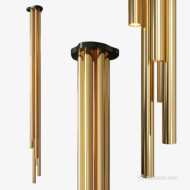 Modern Luxury Gold Metal Cylindrical Ceiling Light For Contemporary Interior Design 3d model 