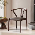 Modern Lounge Chair With Curved Armrests Wooden Frame Leather Cushion And Sleek Lines