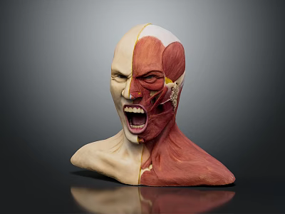 Human Head Anatomical Model Showing Detailed Facial Organs And Muscular Structure 3d model