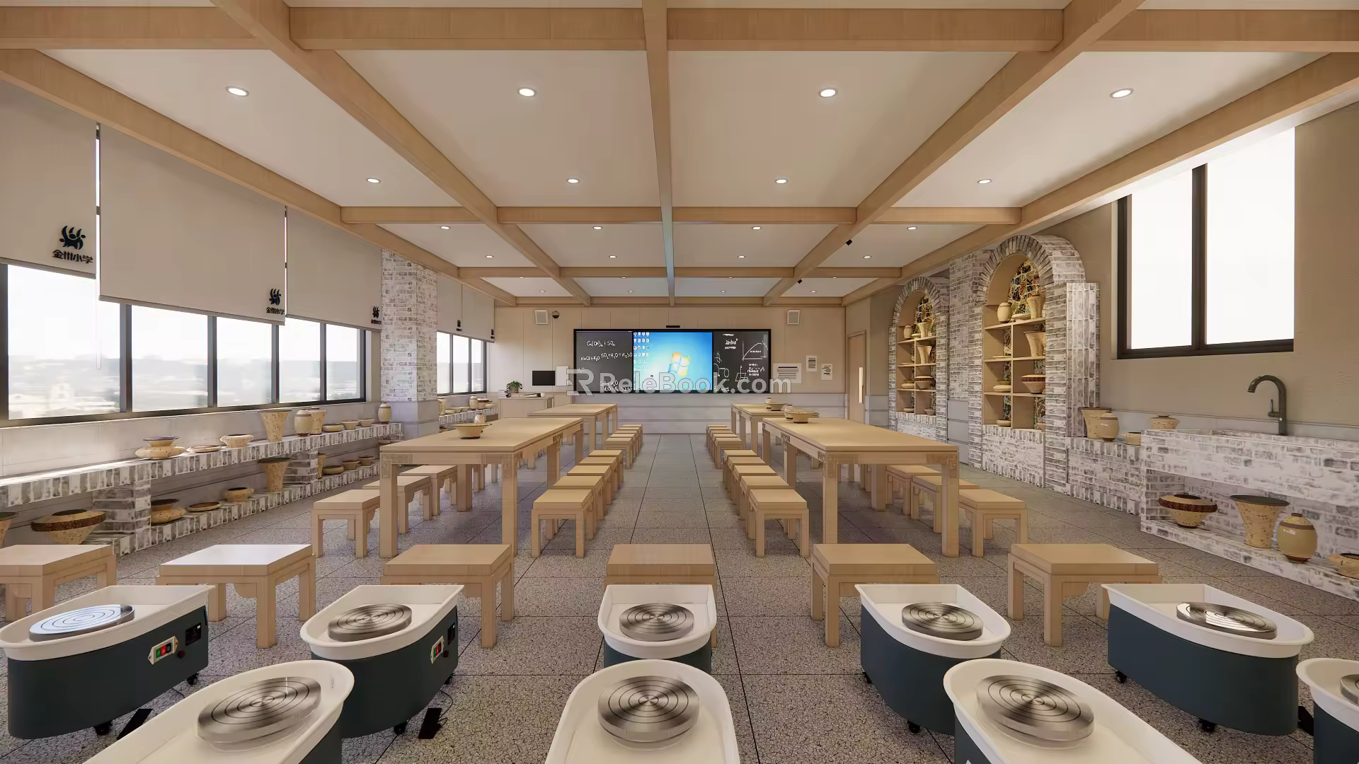 Modern Ceramic Art Classroom School Function Classroom 3d model