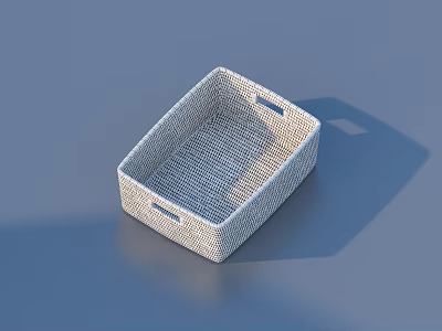 Woven Light Gray Storage Basket with Handles Modern Simple Design for Home Organizing 3d model