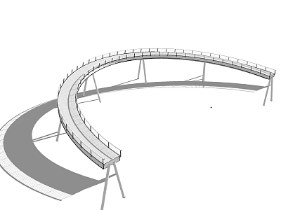 Scenic Curved Landscape Bridge With Modern Railing And Architectural Structure 3d model