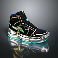 Stylish Modern High Top Sneakers With Black Gold Accents Blue Details Transparent Sole