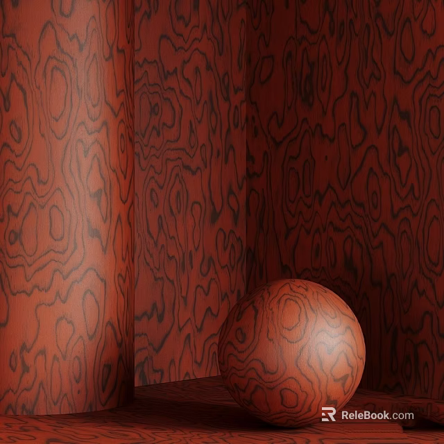 Wood Grain Texture Wall Featuring Wooden Sphere On Natural Pattern Surface 3d model 