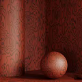Wood Grain Texture Wall Featuring Wooden Sphere On Natural Pattern Surface 3d model