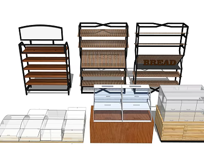 Retail Store Display Shelves And Metal Wooden Glass Cabinets For Product Showcase Designs 3d model