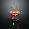 Decorative Copper Container With Ornate Metal Stand For Home Use 3d model