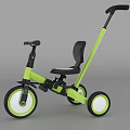 Green And Black Children's Tricycle With Black Seat And White Wheels