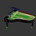 Elegant Black Grand Piano Furniture With Steinway Brand Transparent Legs And Golden Internal Frame