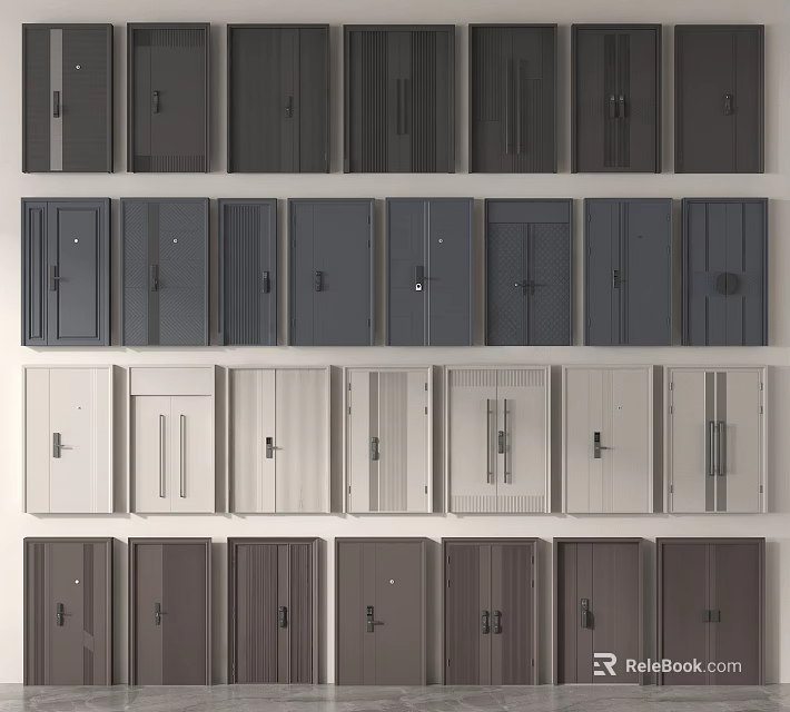 Modern Security Doors With Multiple Color Options And Stylish Panel Designs 3d model 