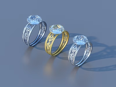 Elegant Perfume Cosmetics Collection With Gold Silver Bottles And Sparkling Diamond Details 3d model